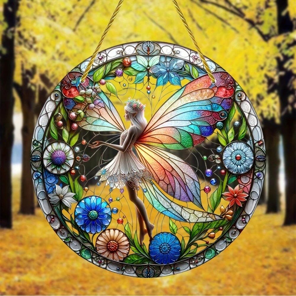 1Pc Acrylic Sun Catcher Forest Fairy Window Light Catcher Fairy Suncatcher Garden