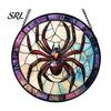 Horror Party Atmosphere Supplies Retro Halloween Pendant, Ghost/Bat/Spider Web/Pumpkin Head Print, Acrylic Disc Wall Decor Vintage Hanging Ornament