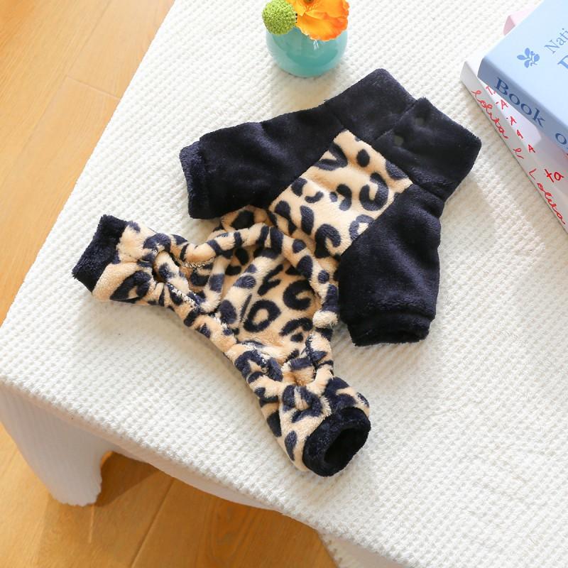 Pet Circle Dog Jumpsuit Small Breeds Puppy Soft Fleece Leopard Print Four-Legged Outfit