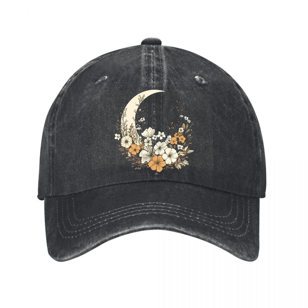 Vintage květinový měsíc plátno nástěnné umění vybledlá baseballová čepice venkovní pro ženy Unisex FeUnisex