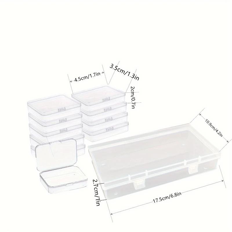 Small Rectangular Transparent Plastic Storage Box with Lid for Card Handicrafts Learning Supplies Screws & Batteries Clear