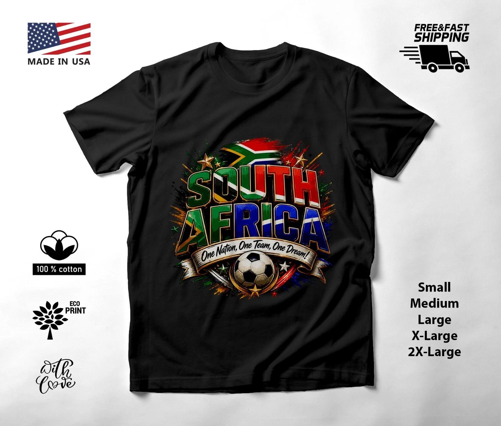 SOUTH AFRICA - NEW World Cup 2026 Football Soccer Fans Black T-Shirt Tee Shirt M