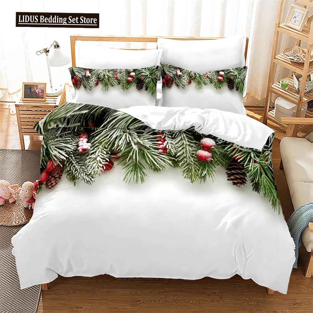 Weihnachts-Bettbezug-Set King Queen Full Size Winterthema Schneemann-Muster Polyester Bettdeckenbezug für Kind Festivalgeschenk