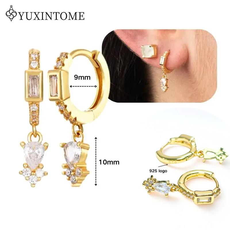Dames 925 Zilveren Oorstekers Kristal Zirconia Waterdruppels Stud Hoops Goud Huggie Oorbellen Premium Luxe Feest Sieraden