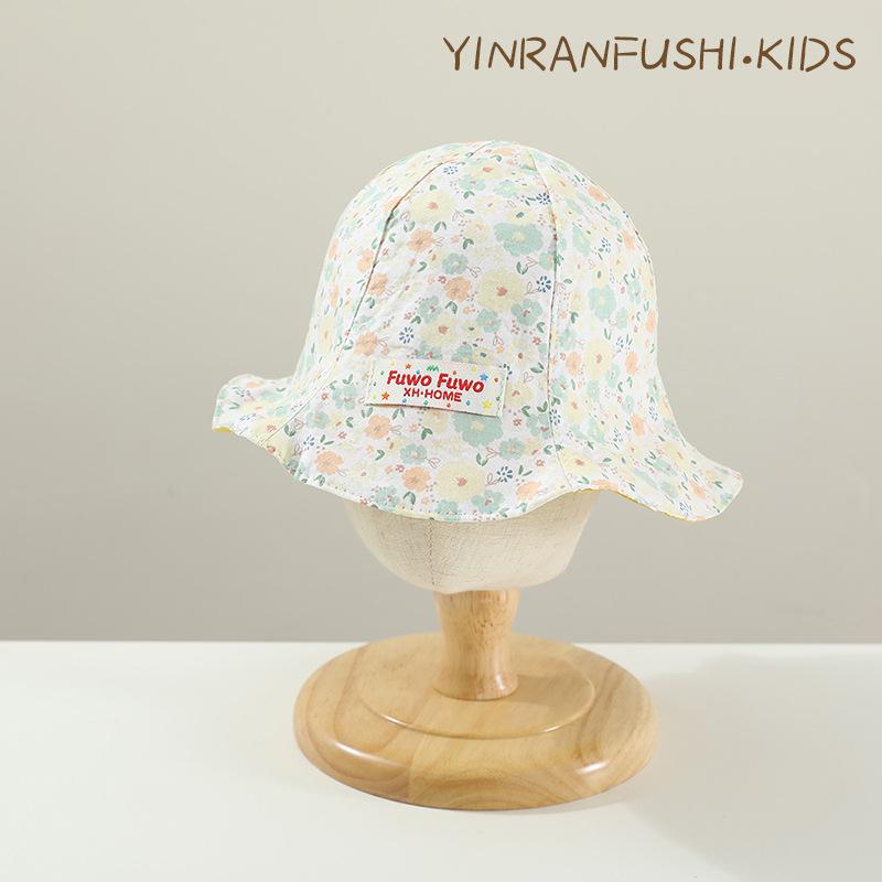 

Детская шляпа Детская шляпа от солнца Весенне-осенняя тонкая модель Женская модная двусторонняя шляпа-горшок Защита от солнца для девочки Детская панама (47-50cm)