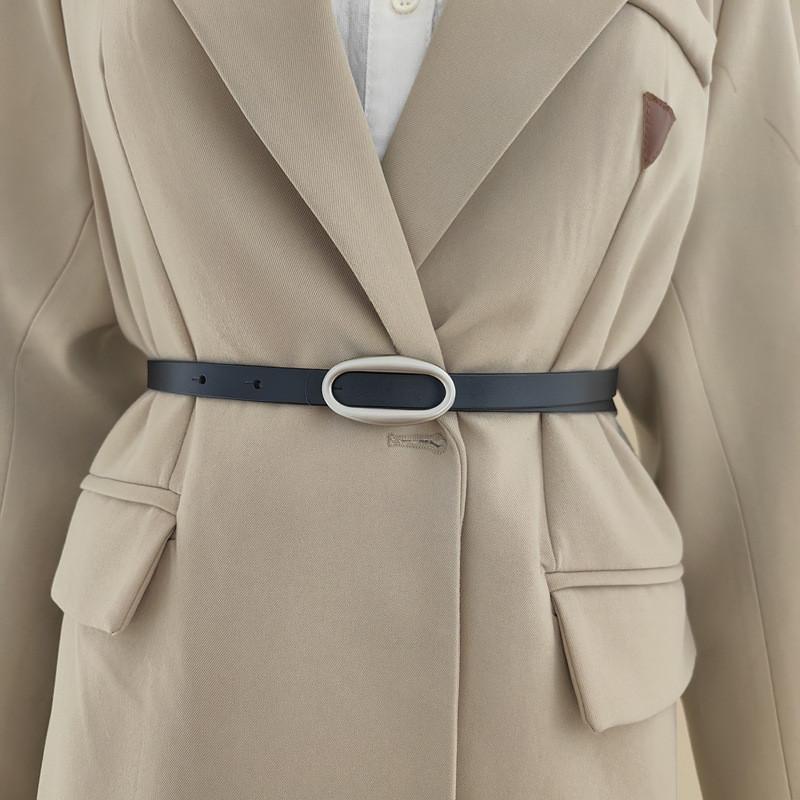 Leather Color Solid Waist Belt With Alloy Buckle For Women Office Gift Wear