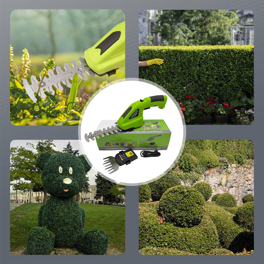 Foarfecă electrică de gard viu fără fir 2 în 1, reîncărcabilă, portabilă, pentru arbuști, pentru plivit, tuns, mașină de tuns iarba pentru grădină, curte, gazon, unelte