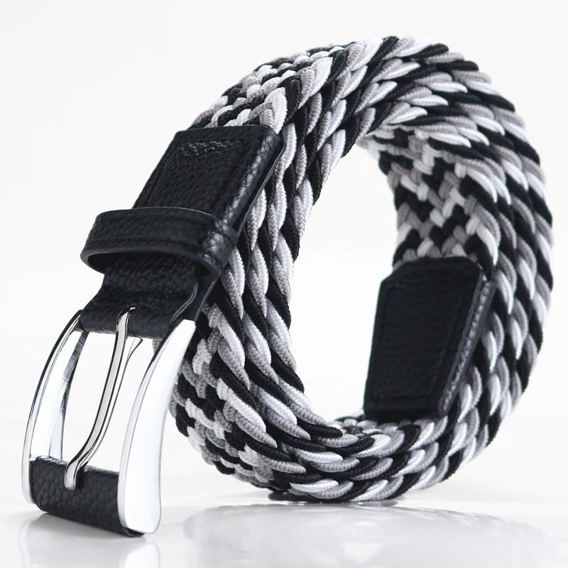 Men'S Braided Belt Elastic Elastic Canvas Belt Unisex No Punch Women'S Belt