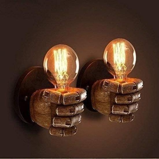 Wall Light Wall Lamp Wall Sconce Light Porch Light Retro Creative Industrial Wind Fist Shade Hand Holding Light Bulb for Porch Balcony Patio Doorway