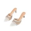 7,5 cm Quadratische Zehenpartie Fischmaulabsatz Sandalen Quadratische Zehenslipper Sexy Temperament Damen Zehenoffene Sandalen 35-42
