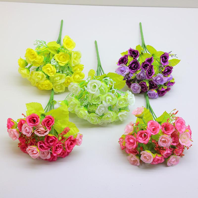 20cm Künstlicher Rosenstrauß 21 Köpfe Brautstrauß Künstliche Seidenrosen Blume für Hochzeit Braut Weihnachten Heim Büro Garten Deko