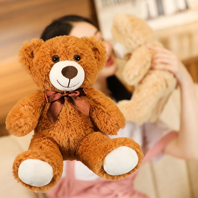 Cute Colorful Bow Tie Bear Doll Plush Toy Hug Bear Doll Children Birthday Gift Rag Doll Teddy Bear Home Living Room Bedroom