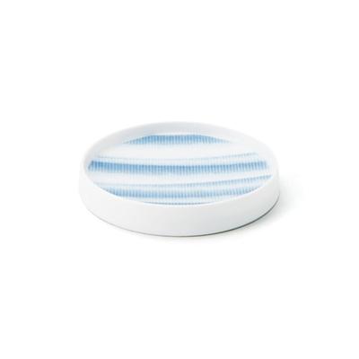 Mino ware fedeles kb. 9 cm átmérőjű x kék manji mintával mikrohullámú sütőben és mosogatógépben használható gyártott termékszám "Miyama" "Seshima" alátét/fűszertartó