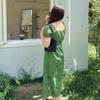French Square Collar/one-word Shoulder Hollow Dress Women's Summer New Fat Mm Waist Medium and Long Dress 232263