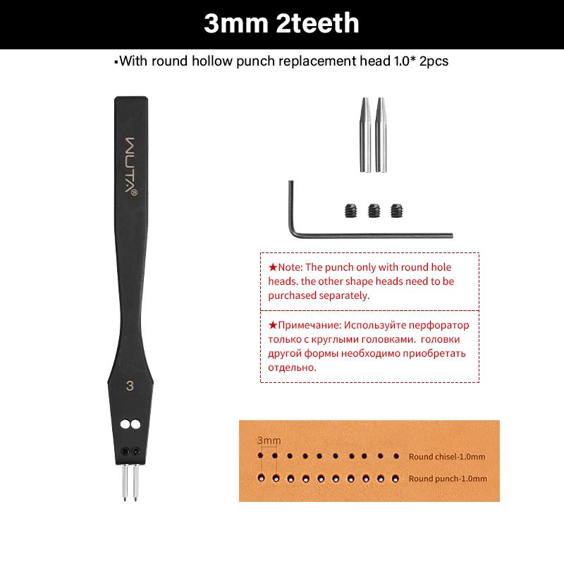 

WUTA 3G Leather Punches Head Replaceable Pricking Iron Removable Diamond Olive Round Hole French Style Chisel DIY Craft Tools