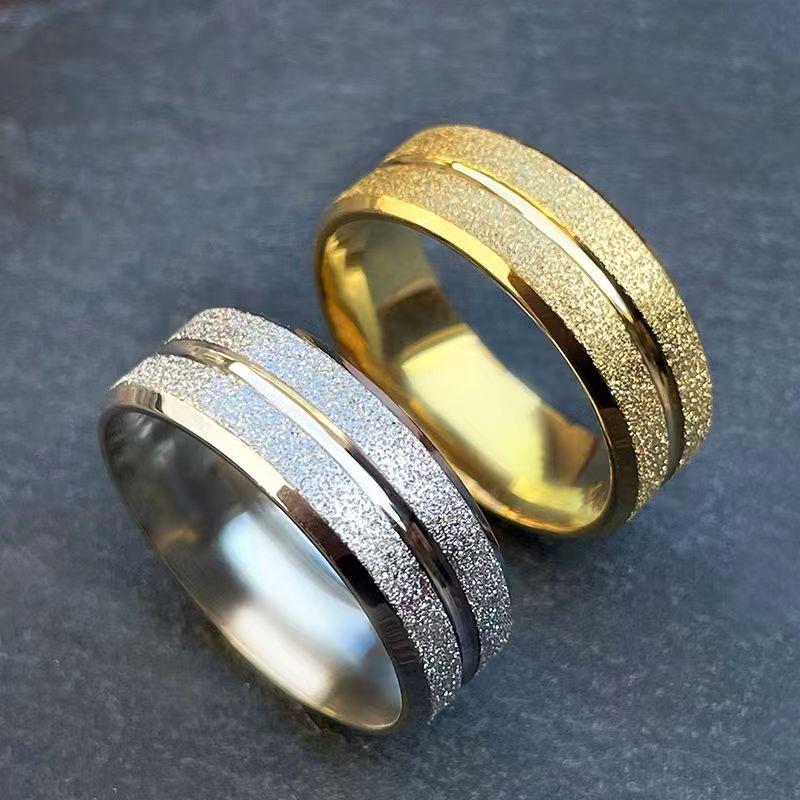 8MM Frosted Stainless Steel Couple Ring - Simple, Fashionable Plain Band Jewelry