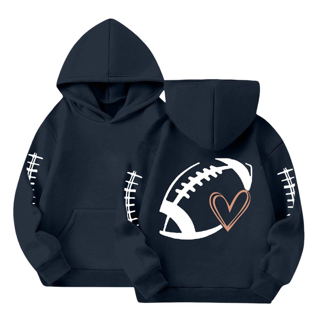 Kids Hooded Pullover Long Sleeve Sweatshirt with Letter Print for Everyday Wear