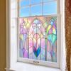 Retro Colorful Window Stickers PVC Electrostatic Vintage Church Glass Decal Wall Sticker Art Mural Wallpaper for Home Room Decor