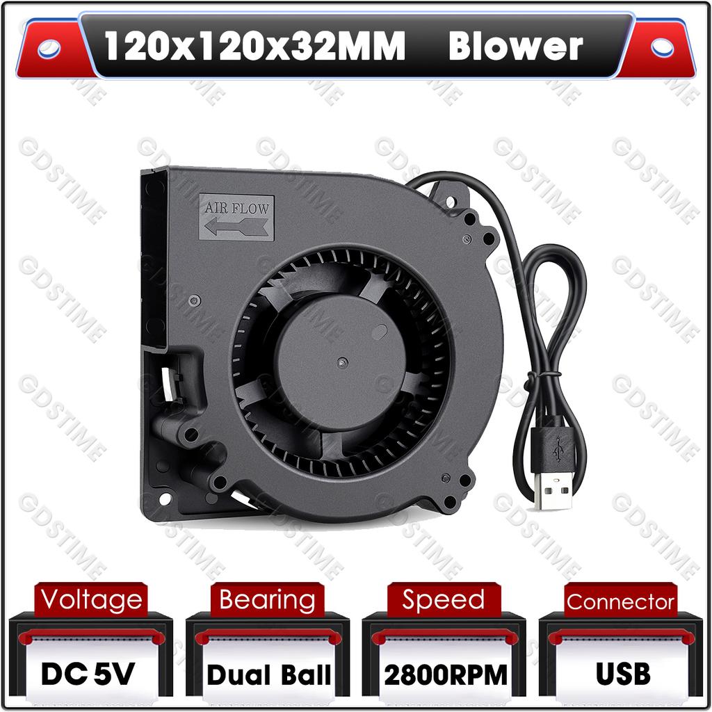 1pcs Gdstime 120mm 12cm Blower Fan  5V 12V 24V 48V 110V 115V 220V 240V 120X120X32mm Ball Computer Radial Turbo Fan Cooling Fan