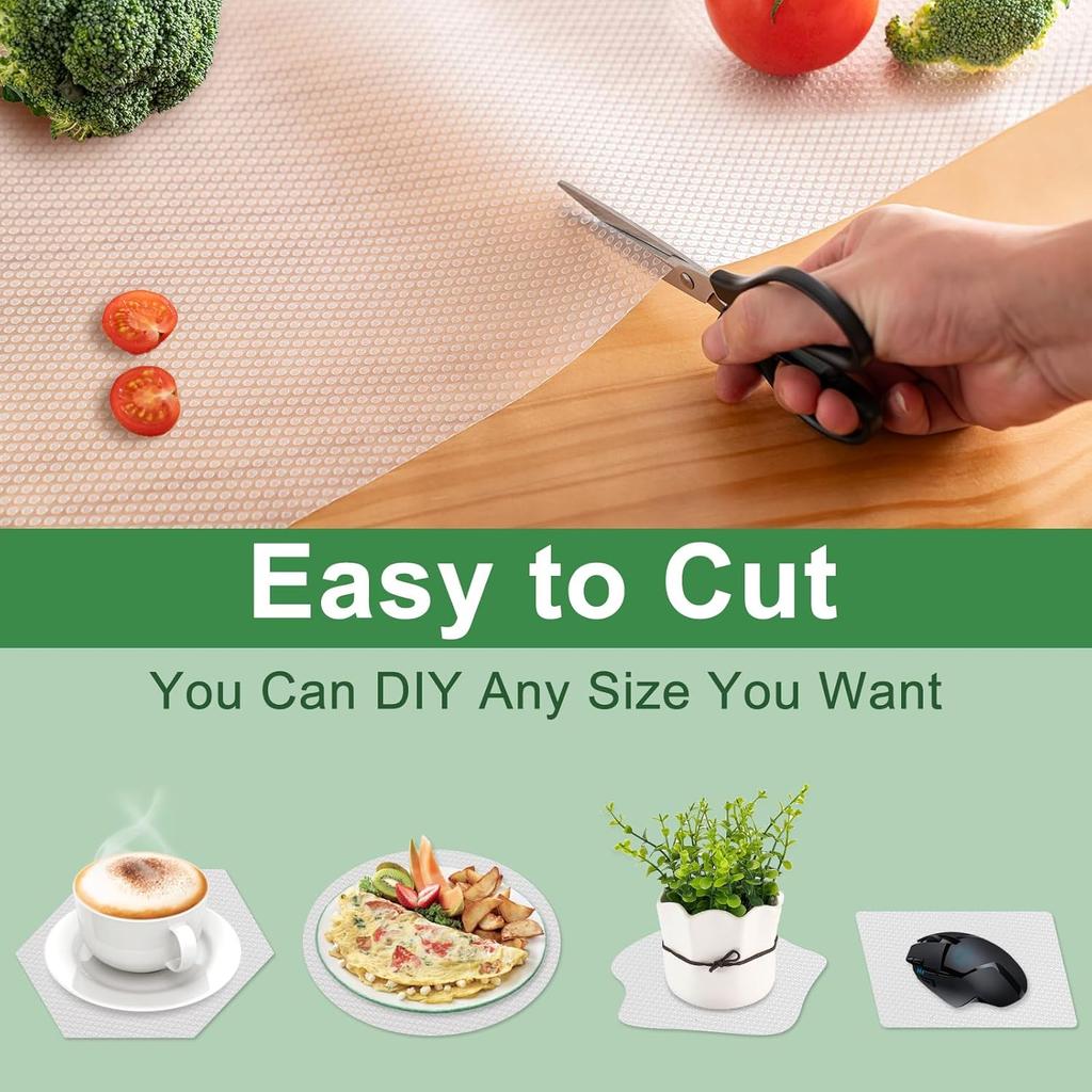 12 Inches X 20 FT Non-Adhesive Shelf Liner Water Resistant Oil-Proof Thickened Easy To Clean and Cut Drawer Mats for Refrigerator, Desk, Cabinet,