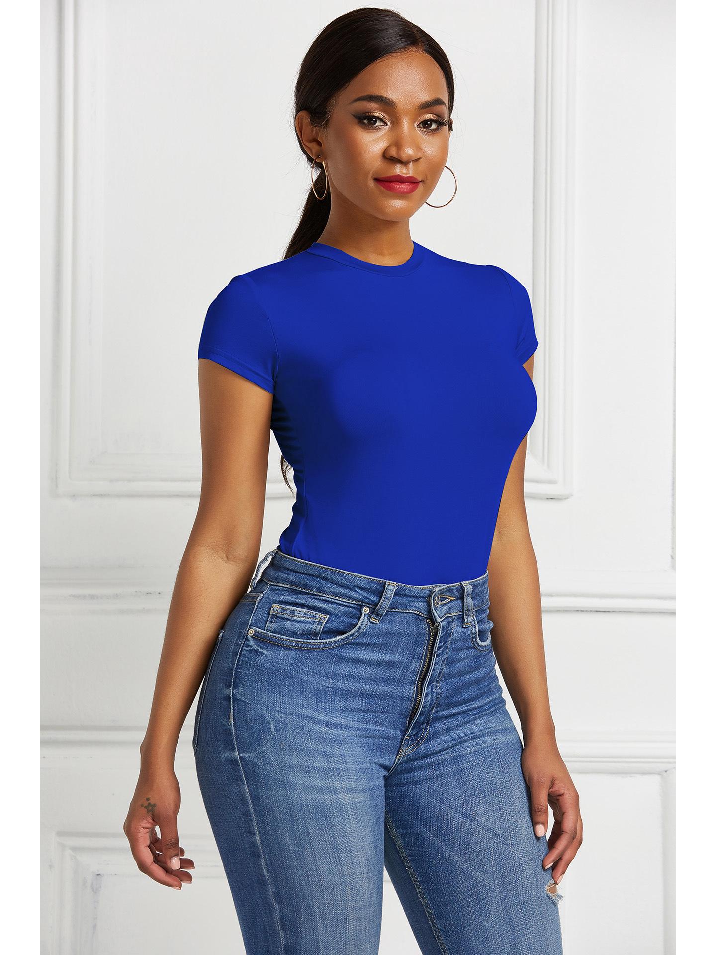 Женская нерегулярная однотонная сексуальная рубашка-бомбер XXL королевский синий