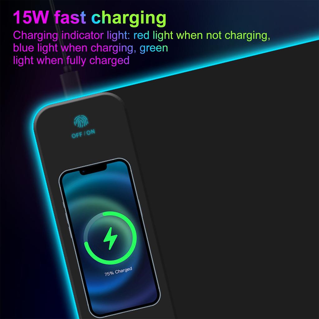 Personalized RGB Wireless Charging Mouse Pad Comfortable Computer Mouse Pad