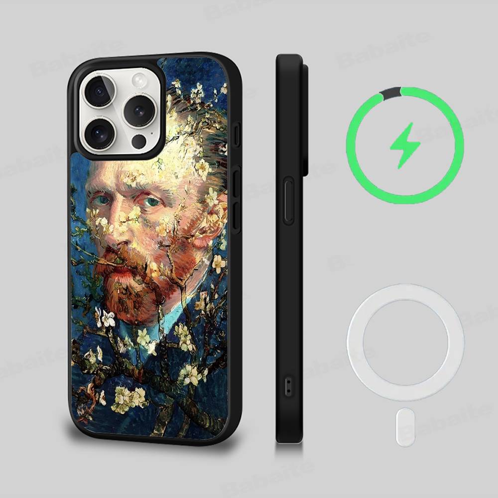 Van Gogh Oil Painting For IPhone 17 16 15 Pro Max Case 14 Plus 13 12 11 For Magesafe Magnetic Wireless Charge Cover