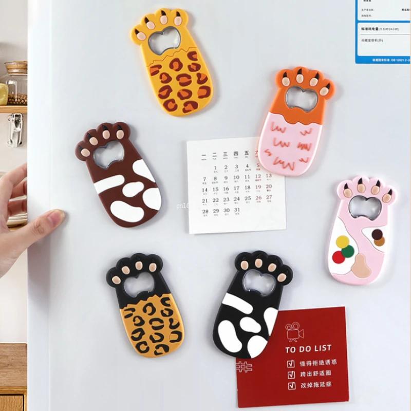 New Fat Cat Claw Bottle Openers Cartoon Figure Magnetic Sucking Claw Beer Opener Soft Glue PVC Screwdriver Refrigerator Stickers