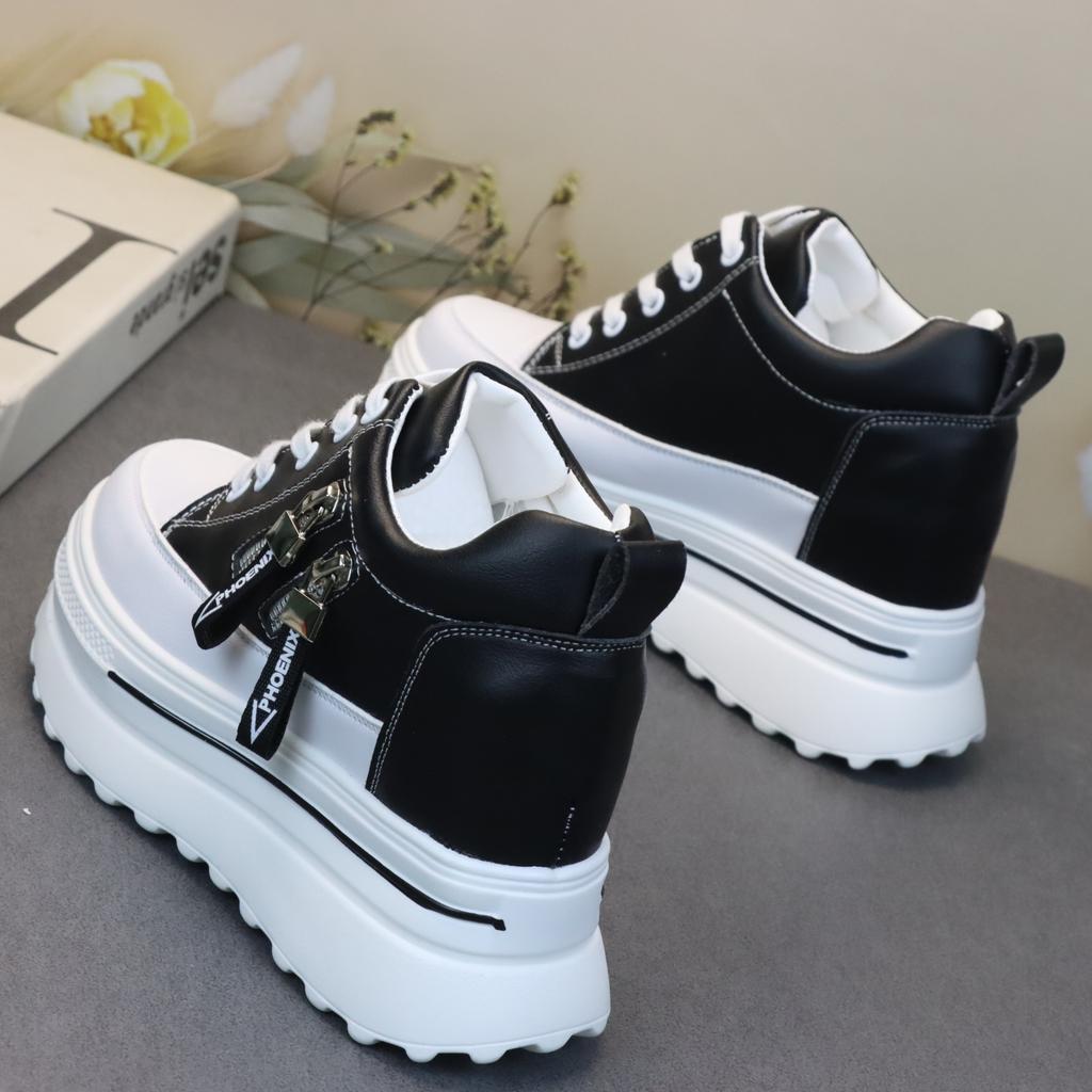Fashion Women Sneakers Casual Platform Trainers White Shoes 10CM Heels Autumn Wedges Breathable Woman Height Increasing Shoes