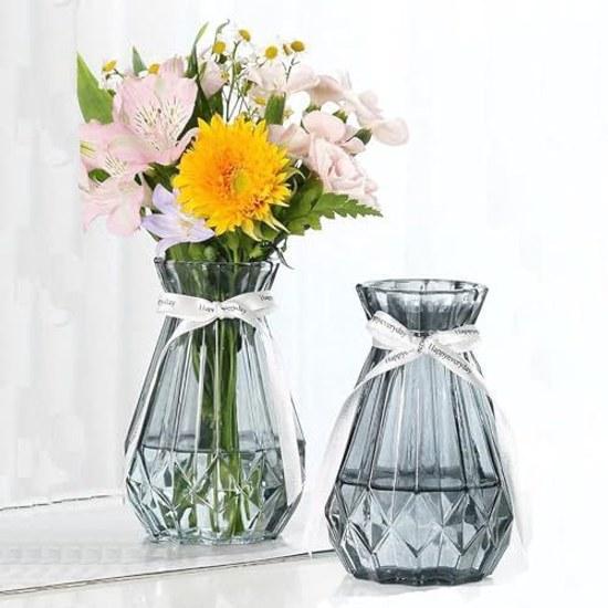 Vase Stylish Glass Single Flower Holder Simple Container Transparent Base Decorative Home Decoration Height 15CM