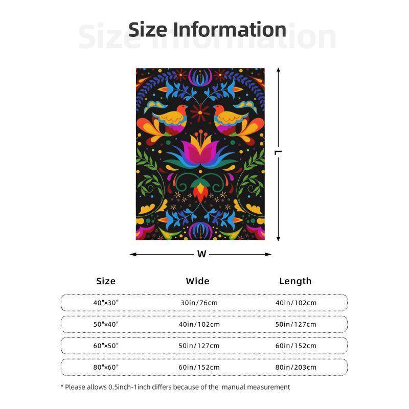 Individuell 3D-gedruckte Mexikanische Blumen Otomi Und Vögel Decken Bequem Weich Flanell Herbst Überwurfdecke für Sofa Zuhause Bett