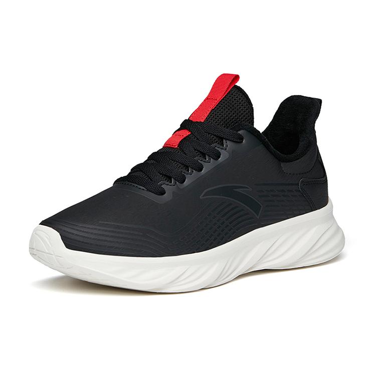 New Anta Running Collection Durable Breathable Low Top Running Shoes Men's Black White Fleece Lined Comfortable 112145571-9