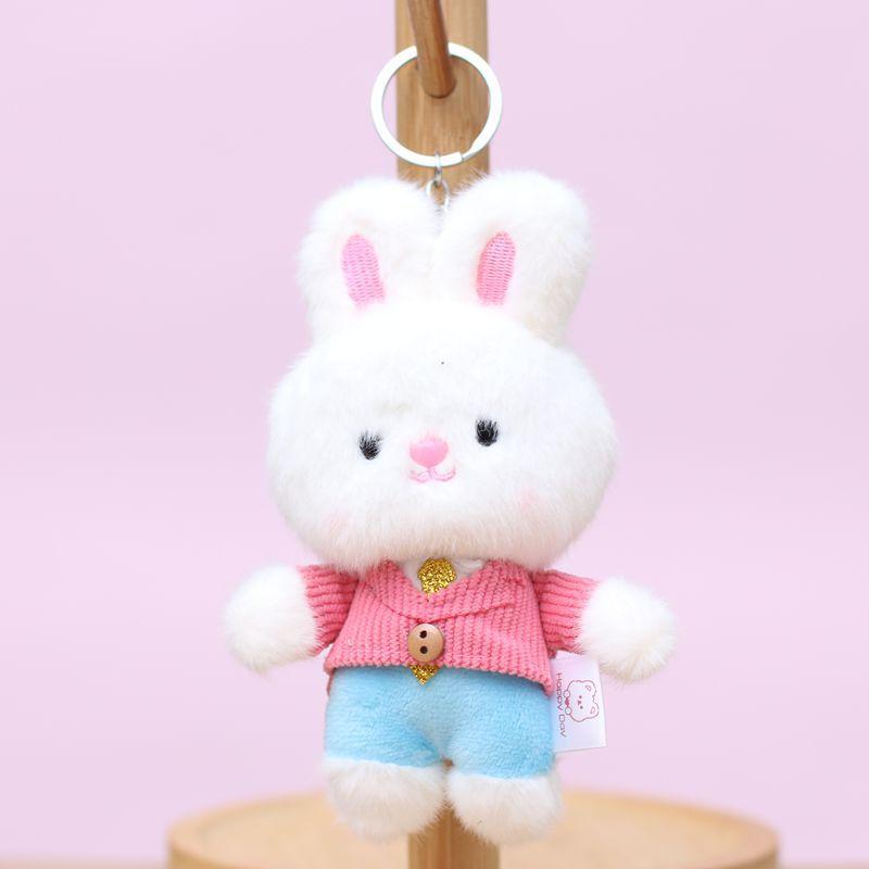 1/4PCS Rabbit Stuffed Animals for Girls Boys Adults Mini Animals Plush Toys Key Chains Cute Bunny Plushies with Coat Clothes