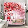Valentine's Day Love Shower Curtain Black and White Buffalo Check LOVE Valentine's Day Gift Washable Bath Curtain Bathroom Decor
