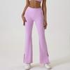 High Waist Nude-Feel Hip-Lifting Yoga Pants for Women - Flared Slit Design for Dance, Fitness, and Outdoor Activities