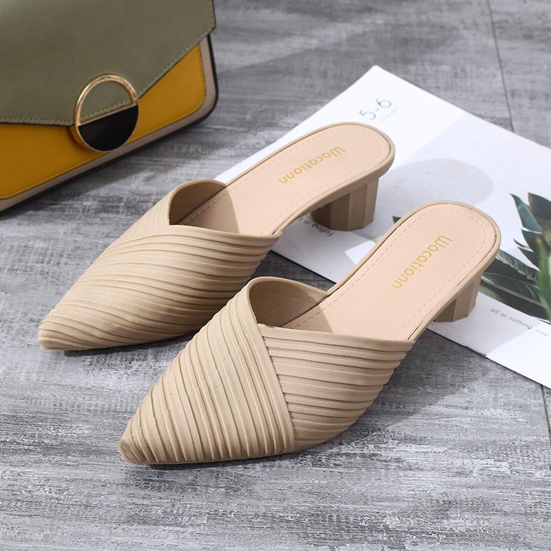 Korean Style Pointed Toe Wedge Heel Casual Jelly Sandals for Women
