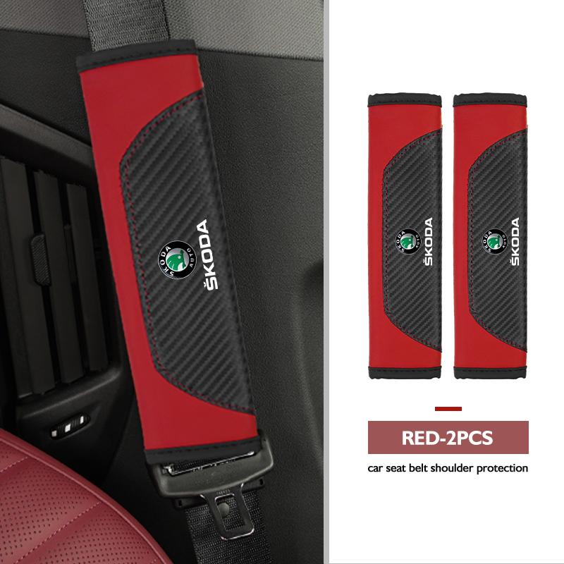 AAABS1 Seat Belt Cover Car Styling Cotton Safety Shoulder Protector Auto Accessories For Skoda Kamiq Karoq Octavia 2 3 Rapid Scala Kami