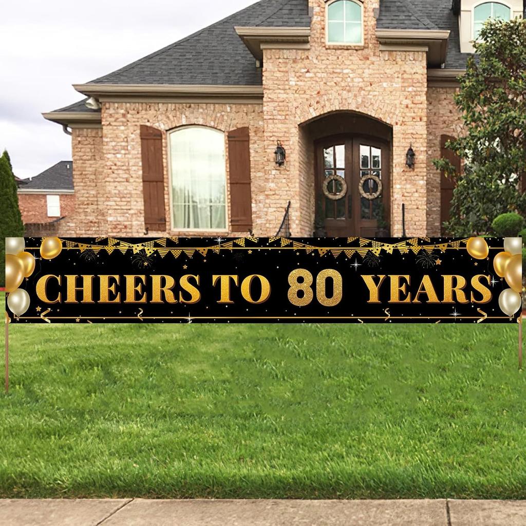 50th Birthday Decorations for Women & Men - Black Gold 118"x20" Extra Large "Cheers to 50 Years" Banner, Over The Hill Party Decor Indoor Outdoor, 50