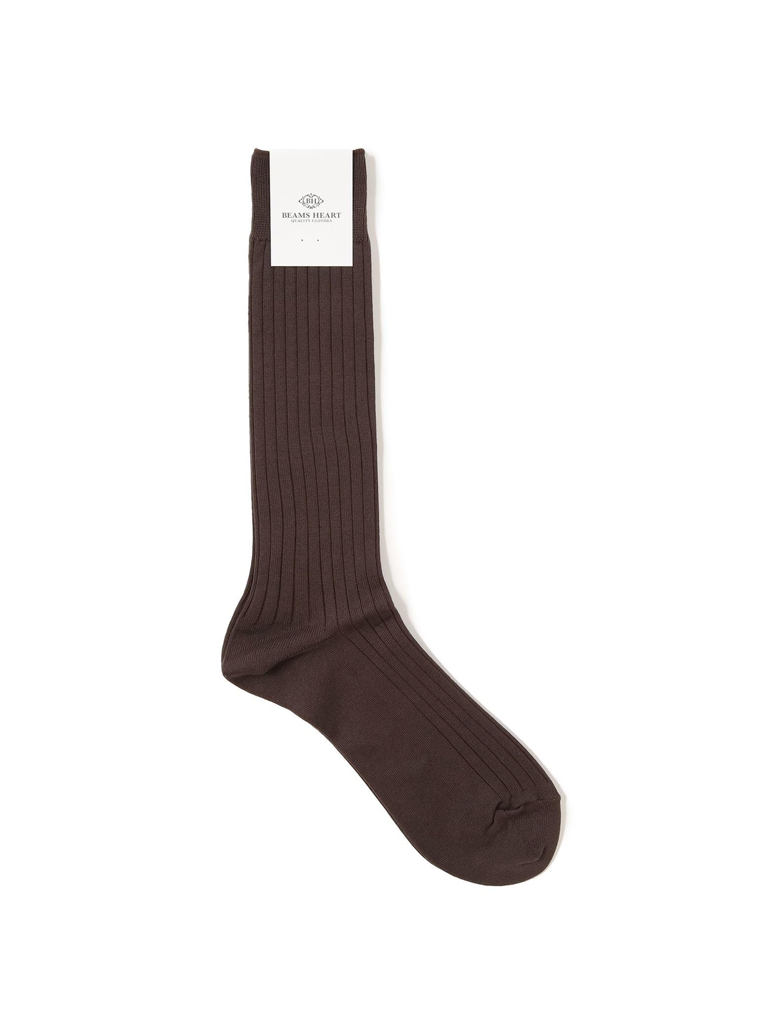 

Beams Heart Dress Ribbed One Size Men s Socks, 2023AW, D.BROWN,