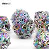 7 Pcs Colorful Circular Dragon Metal Dice Hollow Metal Polyhedral Dice Set Suitable for Role-Playing RPG  Board Game Card Game