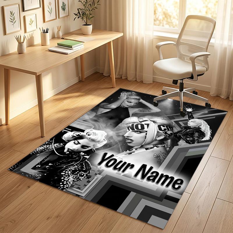 Personalized Crystal Velvet Carpet,Lady Gaga Custom Printed Name, Plush Area Rug For Home Indoor Decor