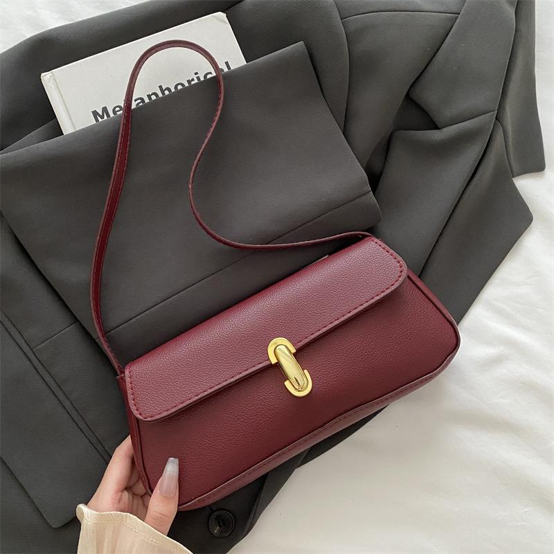 2025 Autumn Beautiful Trend New Retro Solid Color Foreign Style Portable Shoulder Underarm Bag Simple Versatile Bag