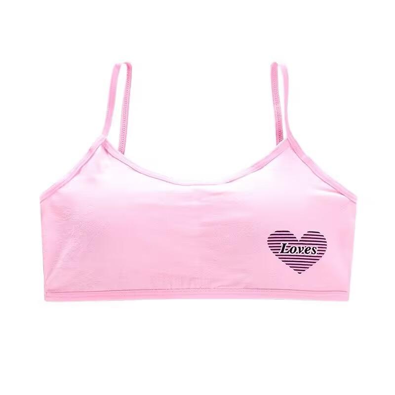 

Girl Racerback Cotton Sport Training Bra with Love Letter Print Wide Strap Underwear Crop Top one size чёрный