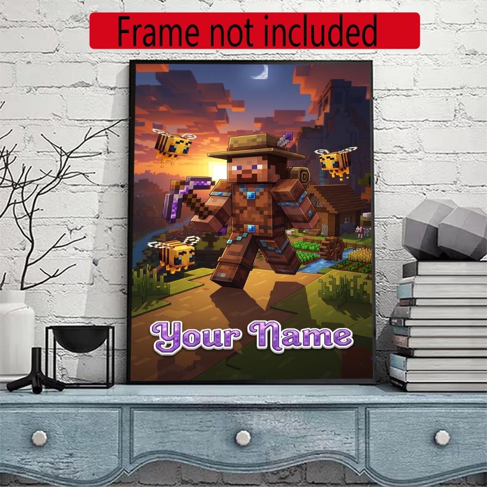 Minecraft Personalized Name Round Diamond Painting Kit Diamond Embroidery Painting Rhinestones Mosaic Frameless Handwork Decoration Arts