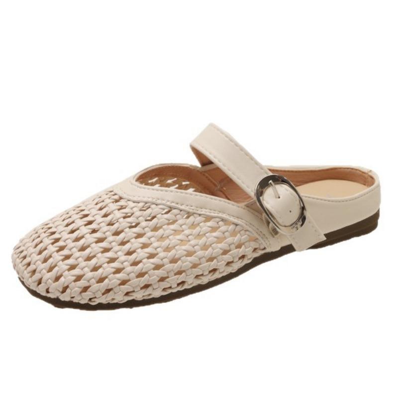 New Mesh Breathable Bag Head Slippers for Women Wearing Flat-bottomed Lazy People In Summer, Half-pedal Slippers for Women