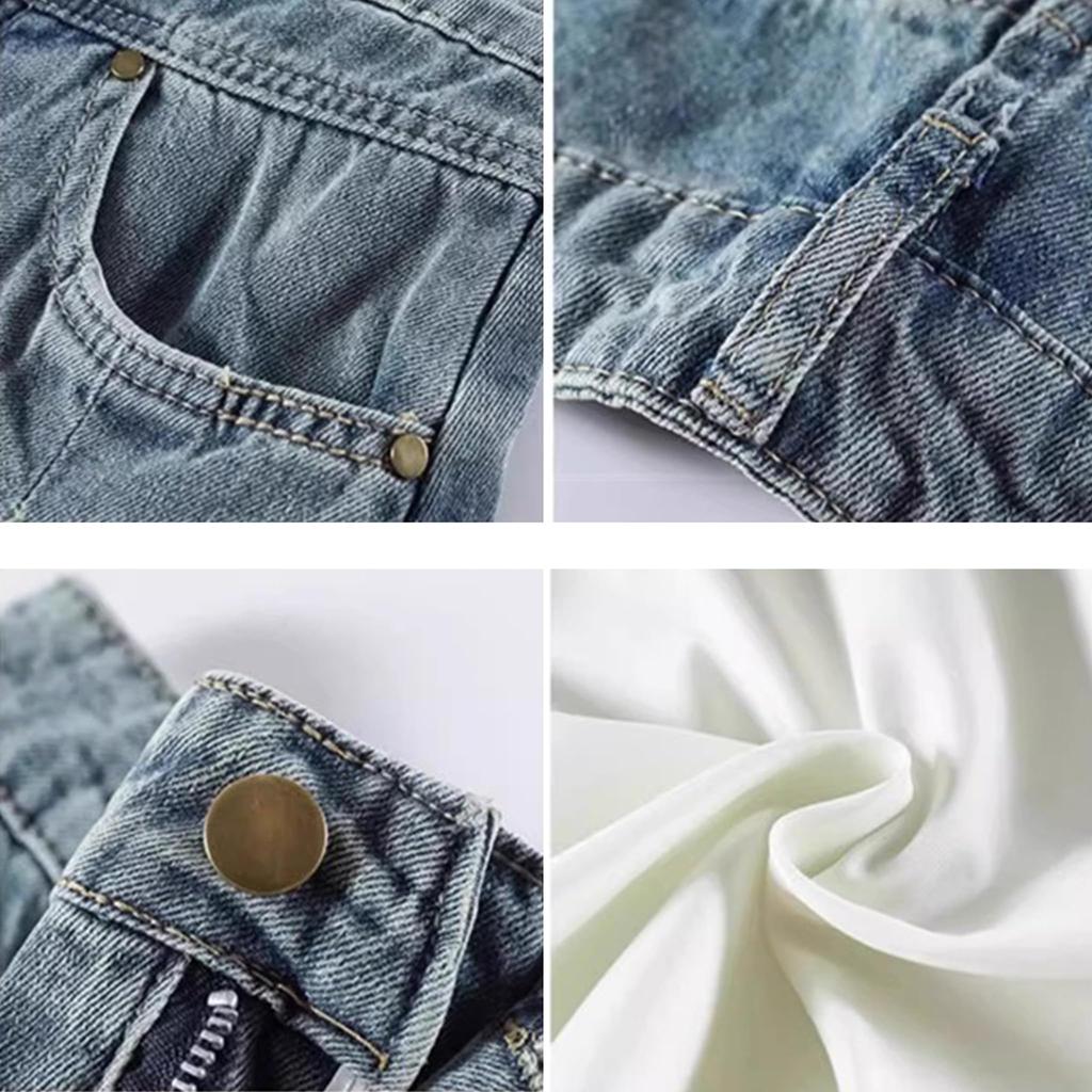 Denim Pleated High with Safety Vintage Slimming Korean Summer [Inlovemiss] Women's Skirt, Skirt, Skort, Waist, A-line, Pants, Anti-See-Through, Wash,