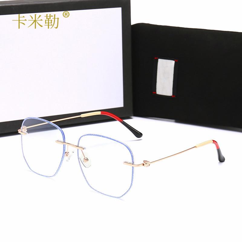 New anti-blue light large frame oval face blue film frame European and American fashion black sunglasses trend