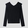 Women's Simple Long-Sleeve Polo Collar Knit Top