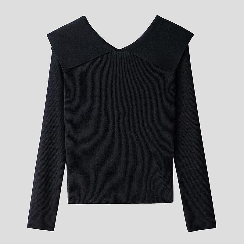 Women's Simple Long-Sleeve Polo Collar Knit Top