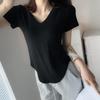 Pure Desire Wind Short-sleeved V-neck T-shirt Women's Summer New Loose and Careful Machine Pocket Top